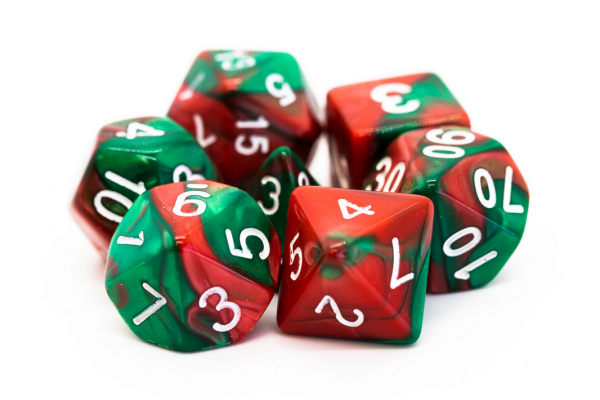 Old School RPG Dice Set: Vorpal - Red & Green (7)