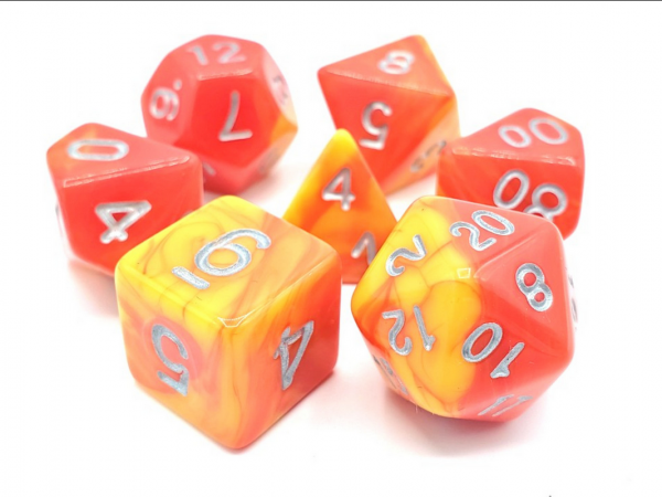 Old School RPG Dice Set: Vorpal - Red & Yellow (7)