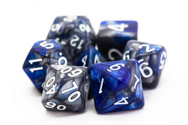 Old School RPG Dice Set: Vorpal - Silver & Blue  (7)