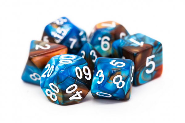Old School RPG Dice Set: Vorpal - Teal & Brown (7)
