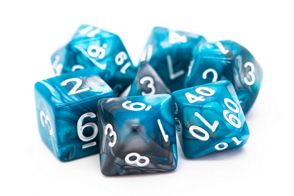 Old School RPG Dice Set: Vorpal - Silver & Teal (7)