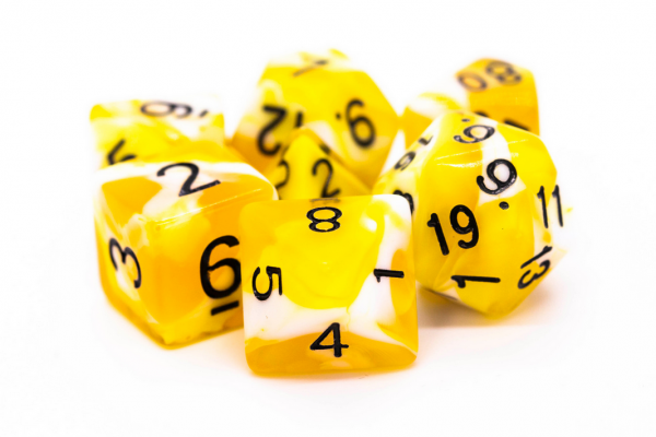 Old School RPG Dice Set: Vorpal - Yellow & White w/ Black (7)