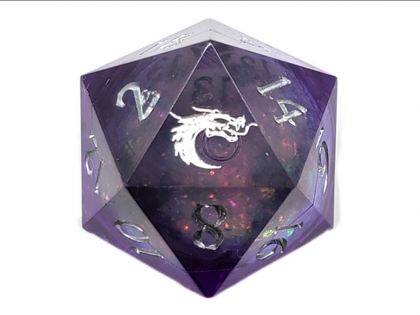 Old School RPG Dice: Sharp Edged Liquid Infused 22mm D20 - Dark Cosmos Fury (1)
