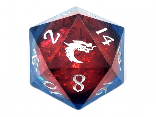 Old School RPG Dice: Sharp Edged Liquid Infused 22mm D20 - Space Nebula Fury (1)