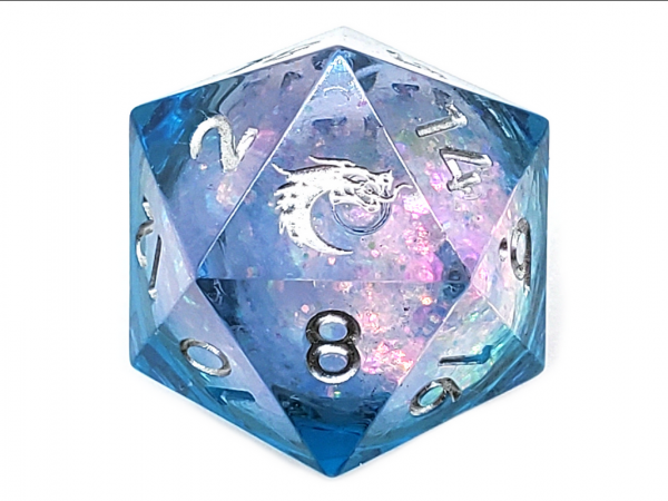 Old School RPG Dice: Sharp Edged Liquid Infused 22mm D20 - Twilight Fury (1)