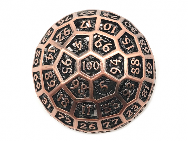 Old School RPG Dice: D100 50mm Hollow Dragon's Head - Ancient Bronze (1)