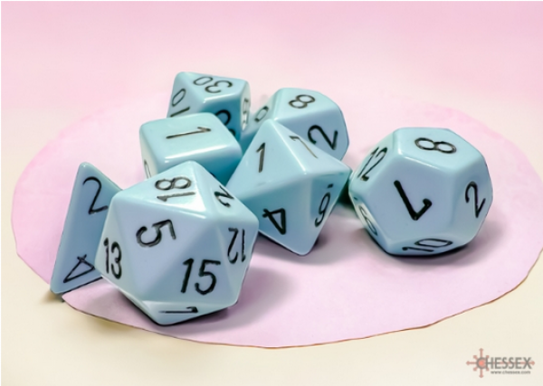 Chessex RPG Dice Sets: Polyhedral Opaque Pastel Blue/Black 7-Die Set