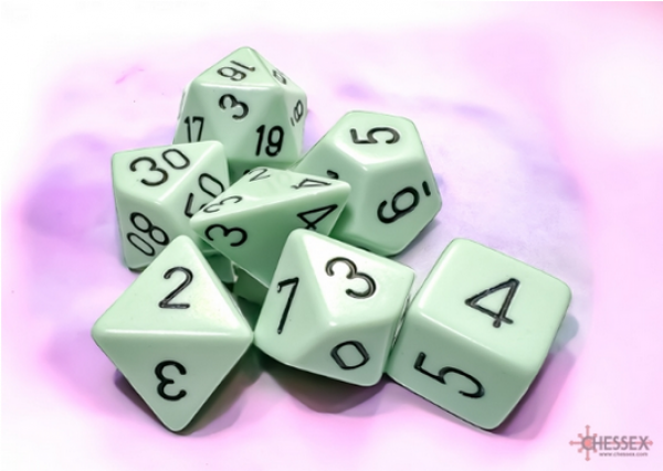 Chessex RPG Dice Sets: Polyhedral Opaque Pastel Green/Black 7-Die Set