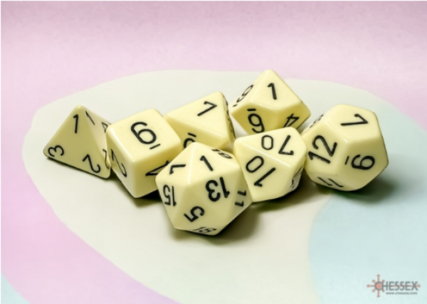 Chessex RPG Dice Sets: Polyhedral Opaque Pastel Yellow/Black 7-Die Set