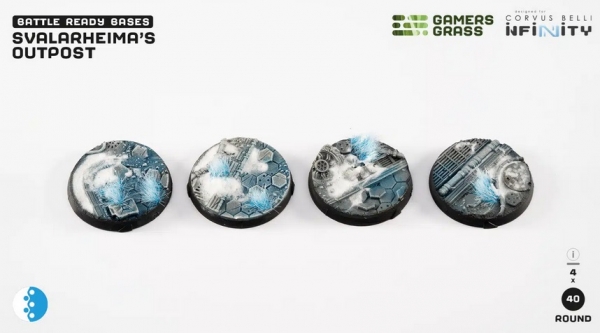 Battle Ready Bases: (Infinity) Svalarheima’s Outpost Bases, Round 40mm (x4)