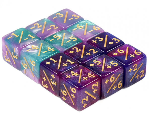 Dice Habit: Positive/Negative Dice Counters (Cyan/Purple) (12pcs)