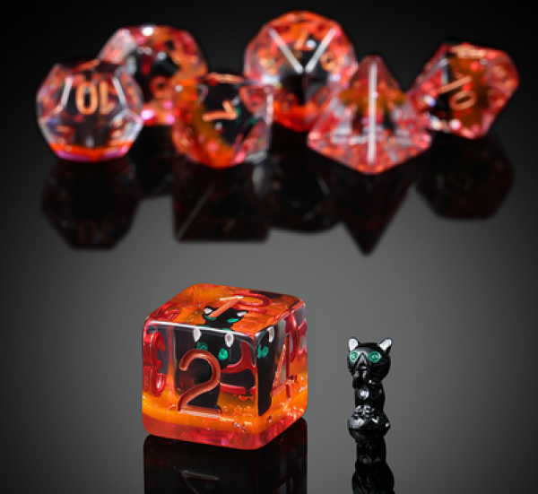 Dice Habit Resin Dice Set: Black Cat (7pcs)