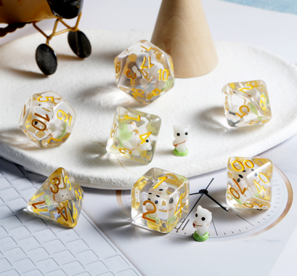 Dice Habit Resin Dice Set: White Cat (7pcs)