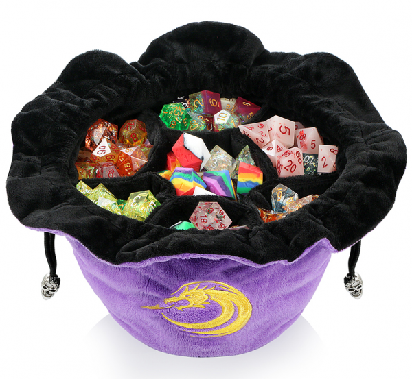 Dice Habit: Drawstring Sectional Dice Pouch - Purple
