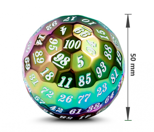 Dice Habit: 50mm Metal D100 Dice - Iridescence (1)