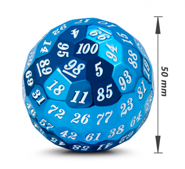 Dice Habit: 50mm Metal D100 Dice - Metallic Blue (1)
