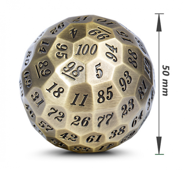 Dice Habit: 50mm Metal D100 Dice - Bronze (1)