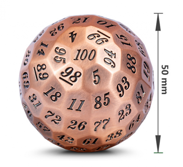 Dice Habit: 50mm Metal D100 Dice - Copper (1)