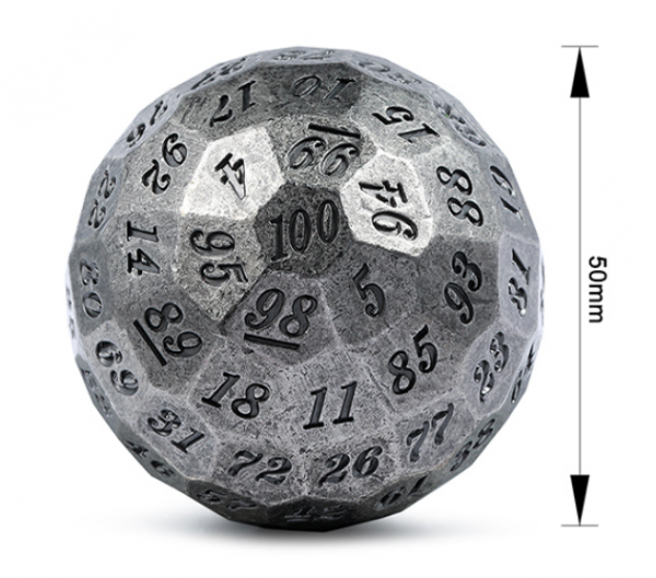 Dice Habit: 50mm Metal D100 Dice - Iron (1)