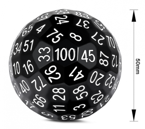 Dice Habit: 50mm D100 Dice - Black (1)