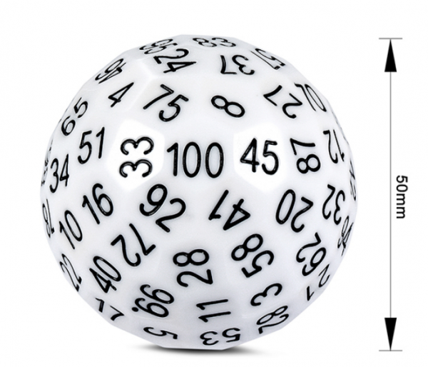 Dice Habit: 50mm D100 Dice - White (1)
