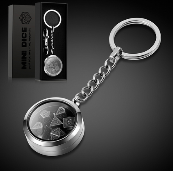 Dice Habit: Mini Metal Dice Set Keychain - Silver