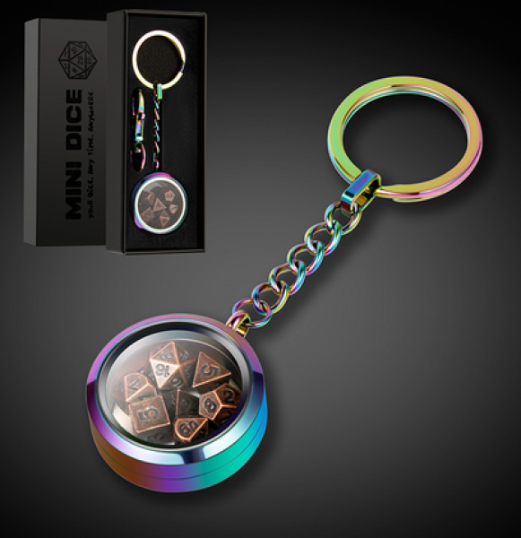 Dice Habit: Mini Metal Dice Set Keychain - Iridescence