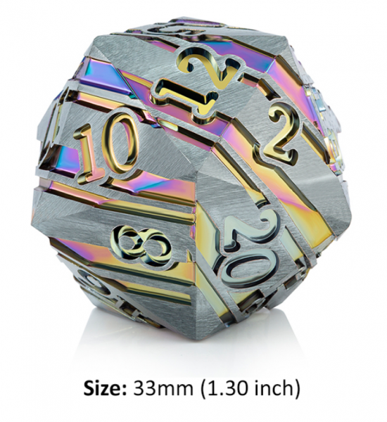 Dice Habit: 33mm Jumbo D20 Dice - Metallic Rainbow (1)