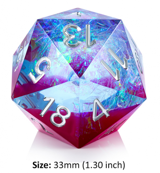Dice Habit: 33mm Jumbo D20 Dice - Ice Crystal (1)
