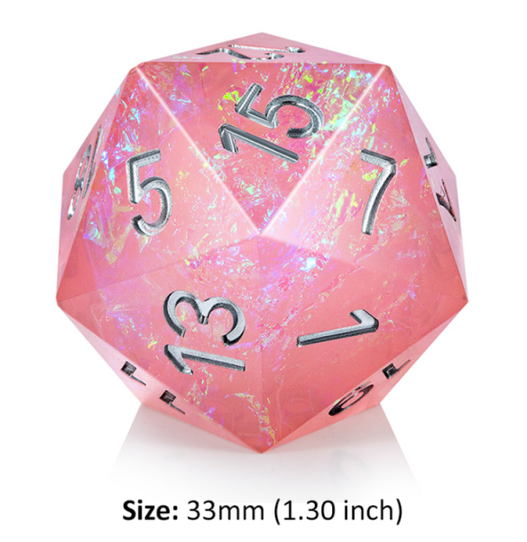 Dice Habit: 33mm Jumbo D20 Dice - Pink Lemonade (1)