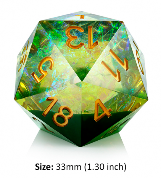 Dice Habit: 33mm Jumbo D20 Dice - Peridot (1)