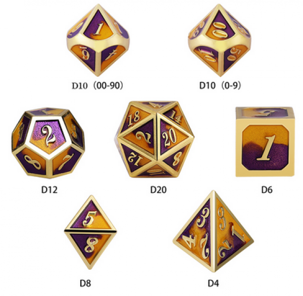 Dice Habit: Metal & Enamel Dice Set  - Violas (7pcs)