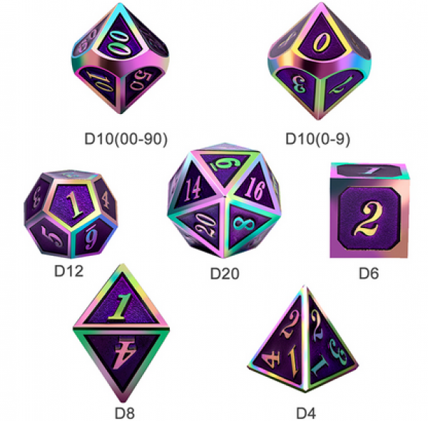Dice Habit: Metal & Enamel Dice Set - Purple Iridescence (7pcs)