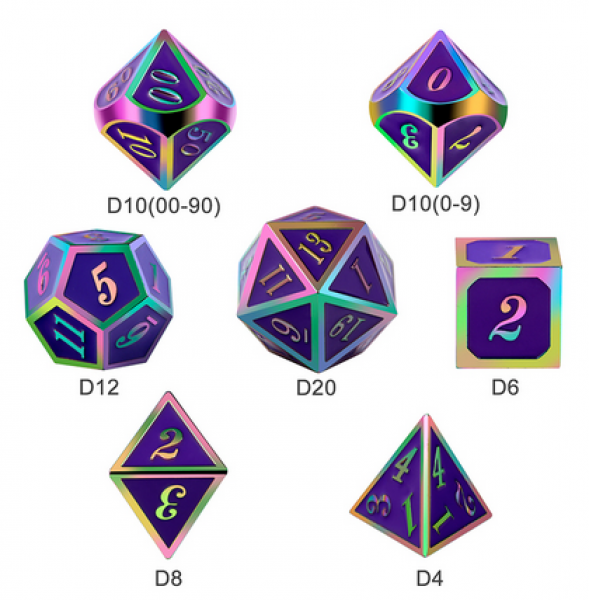 Dice Habit: Metal & Enamel Dice Set - Royal Purple Iridescence (7pcs)