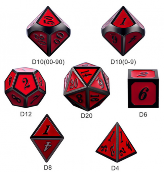 Dice Habit: Metal & Enamel Dice Set - Rose & Gunmetal (7pcs)