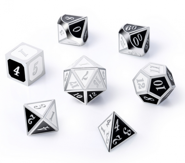 Dice Habit: Metal & Enamel Dice Set - Panda (7pcs)