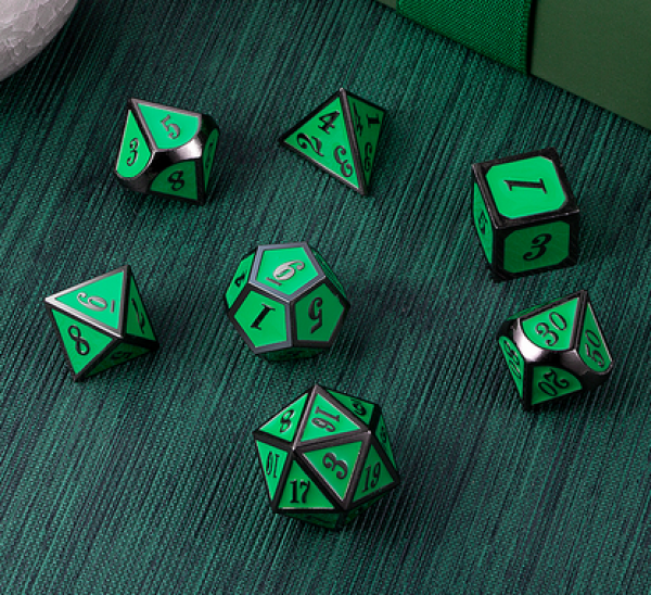 Dice Habit: Metal & Enamel Dice Set - Apple & Gunmetal(7pcs)