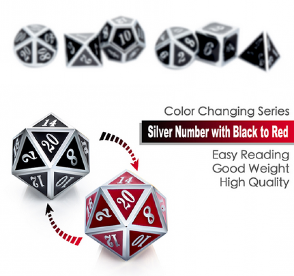 Dice Habit: Metal & Enamel Dice Set - Shift Red & Silver (7pcs)