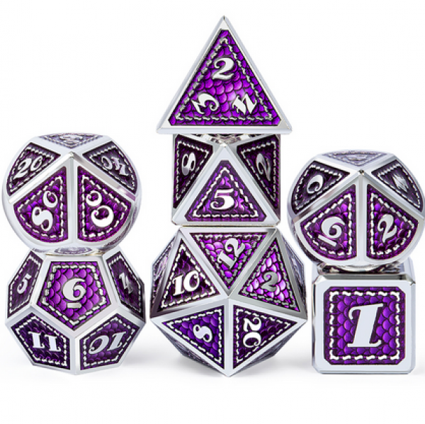Dice Habit: Metal & Enamel Dice Set - Amethyst (7pcs)
