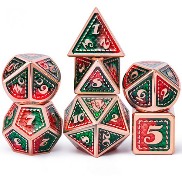 Dice Habit: Metal & Enamel Dice Set - Quetzal (7pcs)