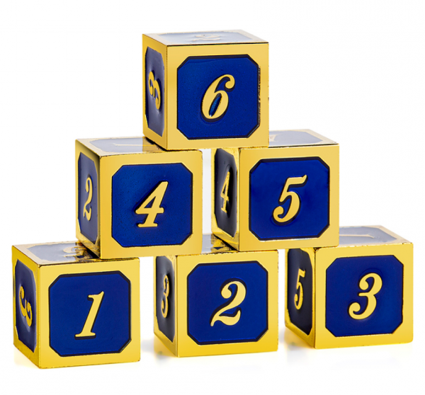 Dice Habit: d6 Metal & Enamel Dice Set - Blue & Gold (12pcs)