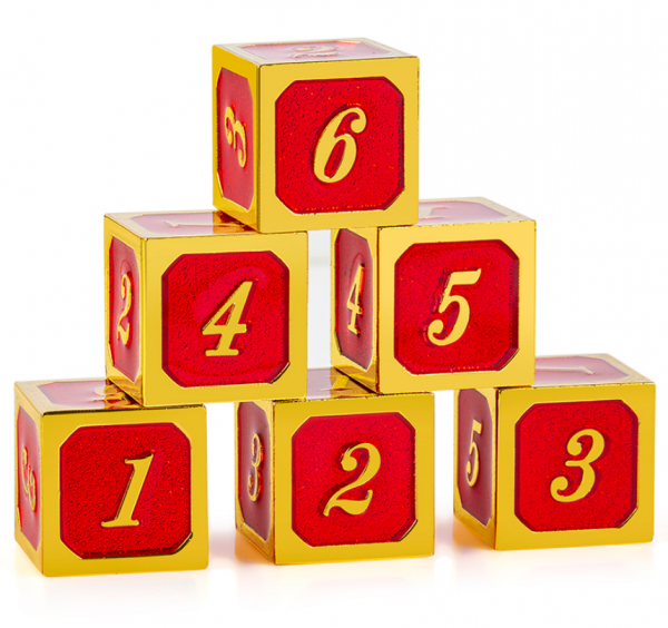 Dice Habit: d6 Metal & Enamel Dice Set - Red & Gold (12pcs)