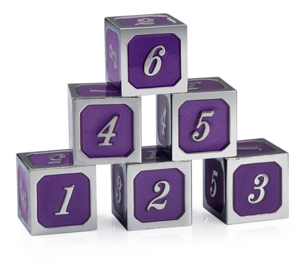 Dice Habit: d6 Metal & Enamel Dice Set - Ultraviolet & Silver (12pcs)