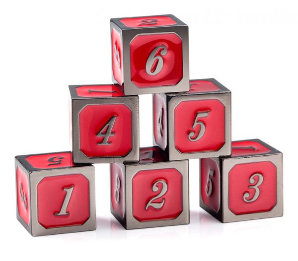 Dice Habit: d6 Metal & Enamel Dice Set - Rose & Gunmetal (12pcs)
