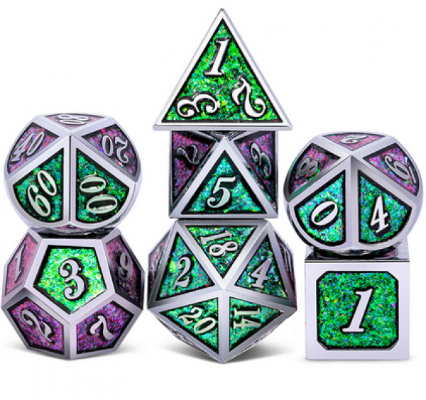 Dice Habit: Metal & Enamel Dice Set - Cathedral Glass (7pcs)