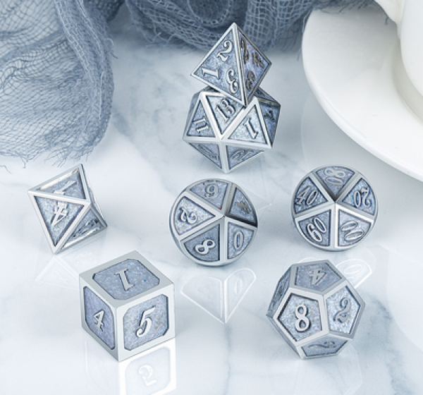 Dice Habit: Metal & Enamel Dice Set - Ice (7pcs)