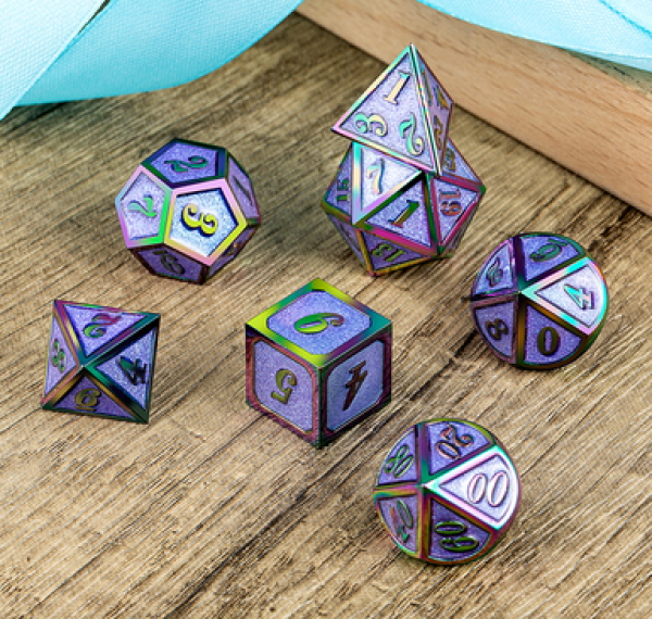 Dice Habit: Metal & Enamel Dice Set - Lavender Iridescence (7pcs)