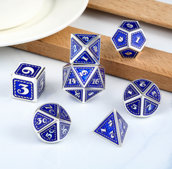 Dice Habit: Metal & Enamel Dice Set - Lapis (7pcs)