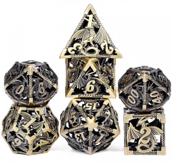 Dice Habit: Hollow Dice Set - (Dragon) Bronze (7pcs)