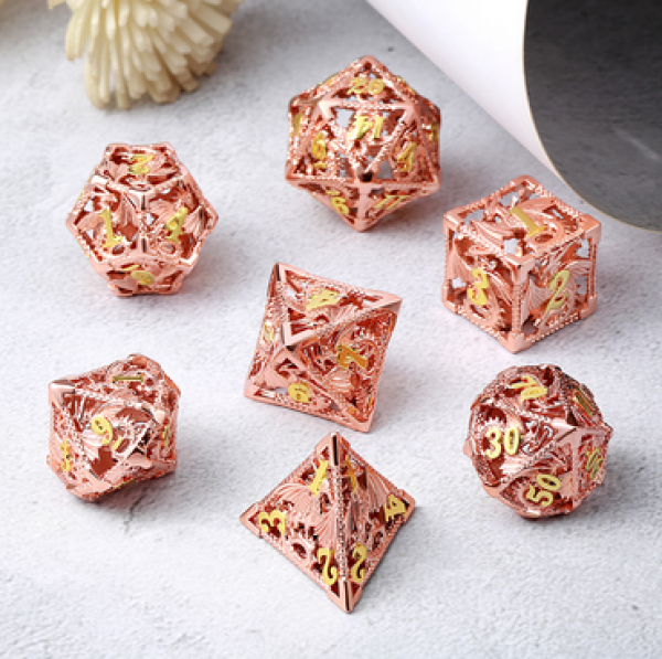 Dice Habit: Hollow Dice Set - (Dragon) Copper & Gold (7pcs)